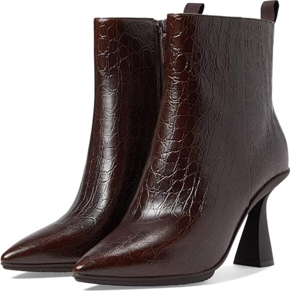 NWT Cole Haan Grand Ambition York Bootie Brown Croc Leather Ankle Boots size 7.5 - Picture 1 of 14
